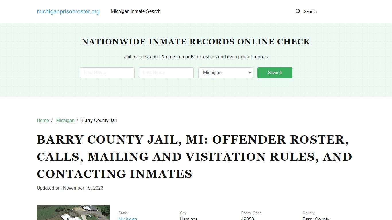 Barry County Jail, MI: Inmate Search, Visitation & Contact Info